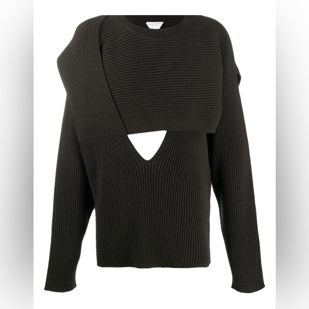 Unisex BRAND NEW Bottega Veneta Cutout Sweater Ribbed Brown